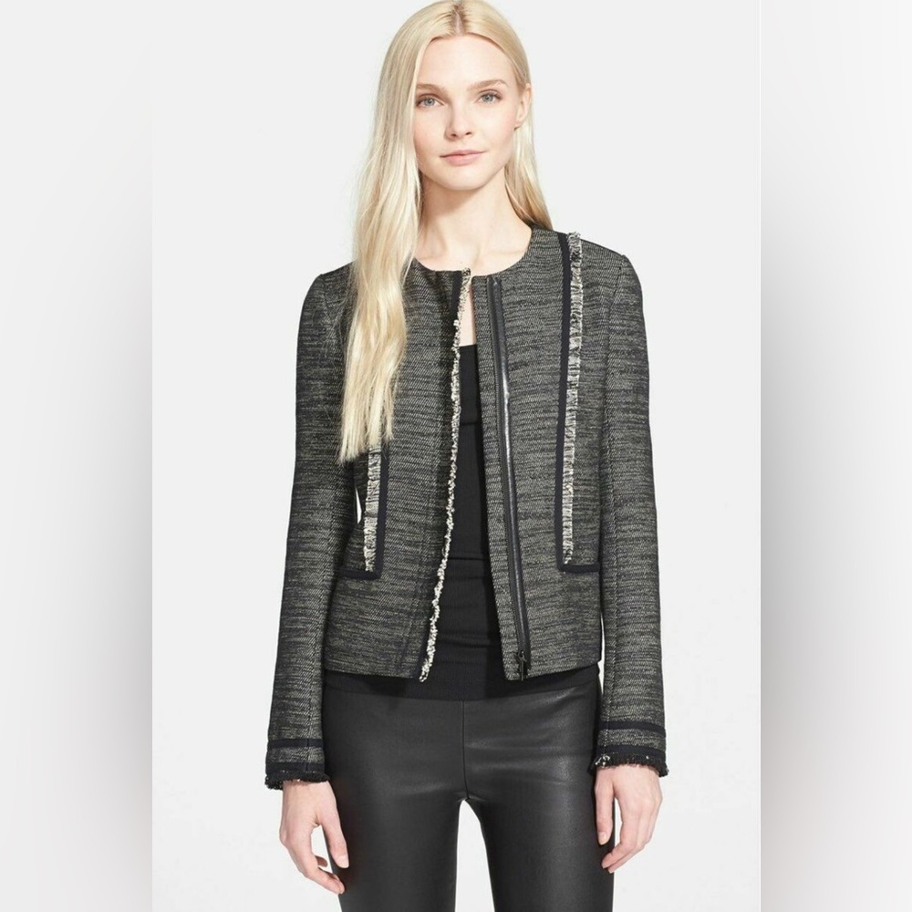 Vince Black Fringe Tweed Jacket